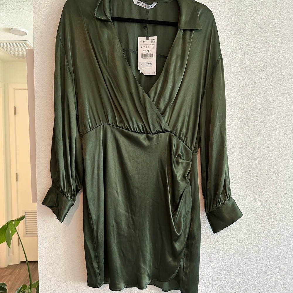 Zara silk wrap dress NWT